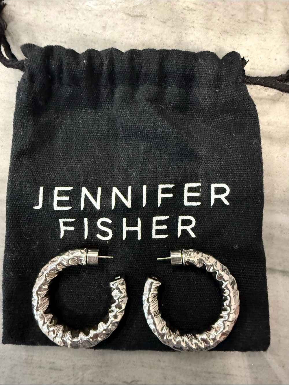 Jennifer Fisher Silver Hammered Hoop Earrings